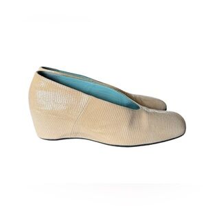 THIERRY RABOTIN Women’s SASHA Square Toe Ballet Wedge Suede BEIGE Italian 37.5 7